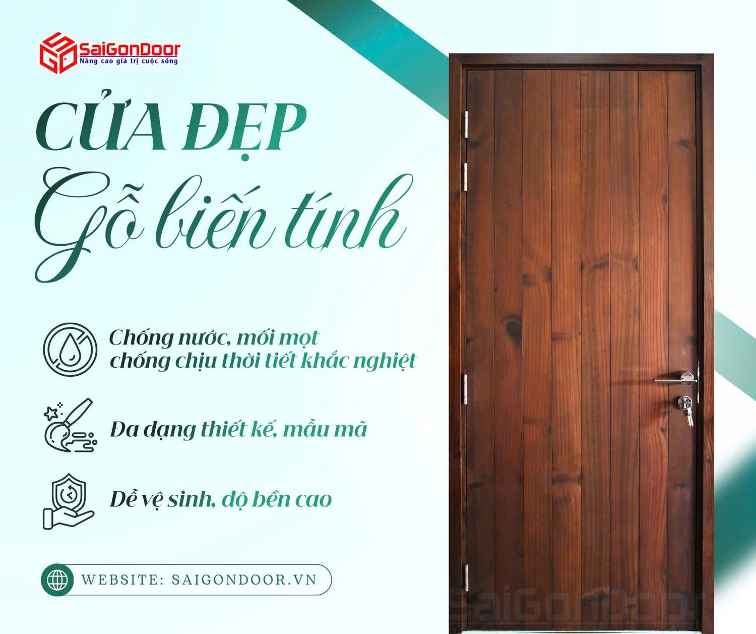 Cửa gỗ biến tính: Giải pháp bền vững và đẳng cấp cho kiến trúc hiện đại